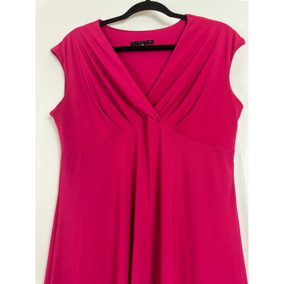 Tiana B Women's High-Low Sleeveless Dress Size L Pink Faux Wrap Made in USA - Picture 4 of 6